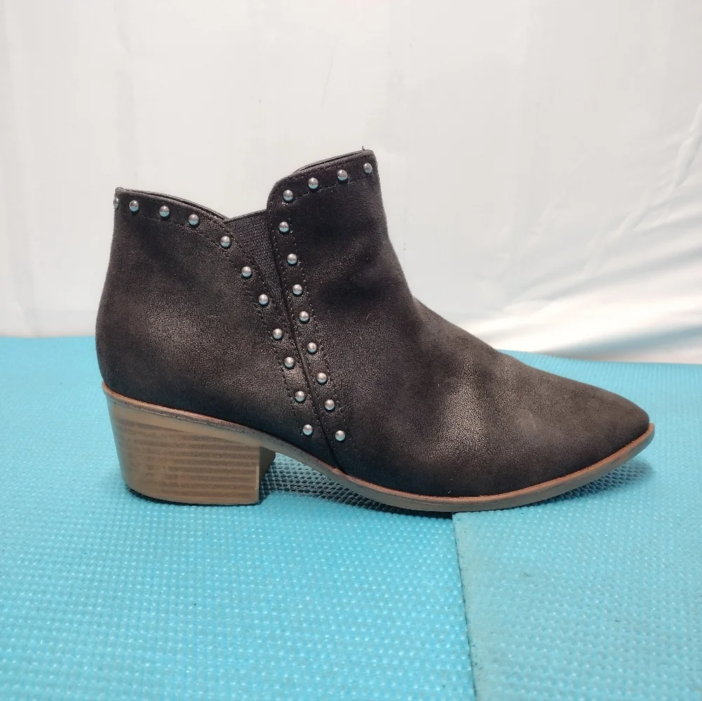 MIA Womens Studded Ankle Booties Faux Leather Side Zip 8.5